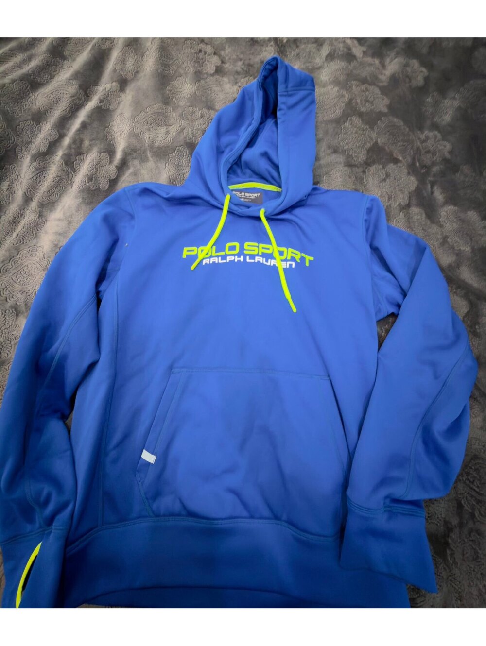 Polo Sport Ralph Lauren Blue Hoodie with Neon Yellow Accents